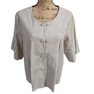 Live A Little LAL Tan and White Pleated Cropped‎ Jacket Plus Size 1X